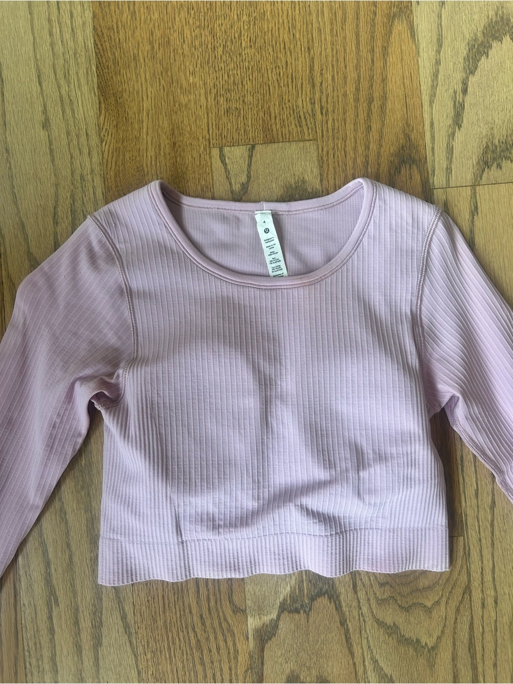 lululemon athletica Ribbed Long-Sleeve Crop Top in Light Mauve